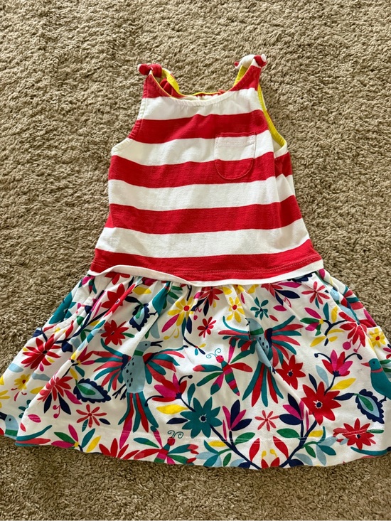 Mini Boden Other - Mini Boden Striped Red & White Tank Dress with Colorful Floral Skirt - Kids 3-4T